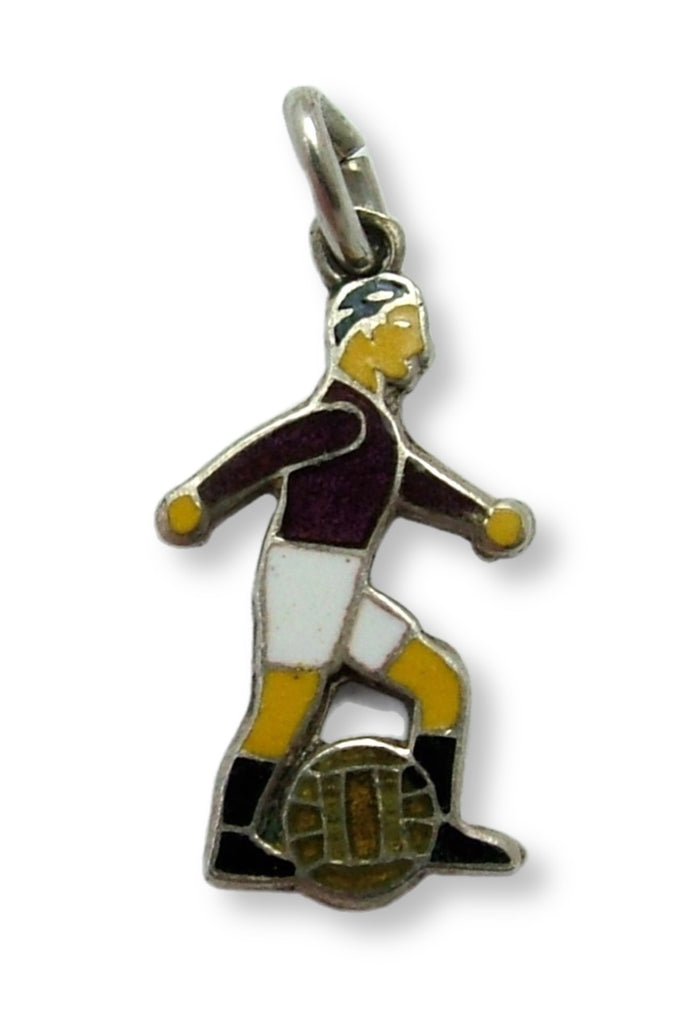 Vintage 1950's Silver & Enamel Footballer Charm Enamel Charm - Sandy's Vintage Charms