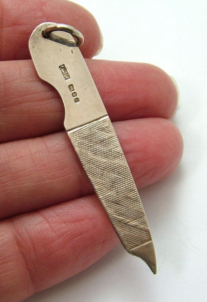Large Vintage 1970's Silver Nail File Charm HM 1977 Silver Charm - Sandy's Vintage Charms