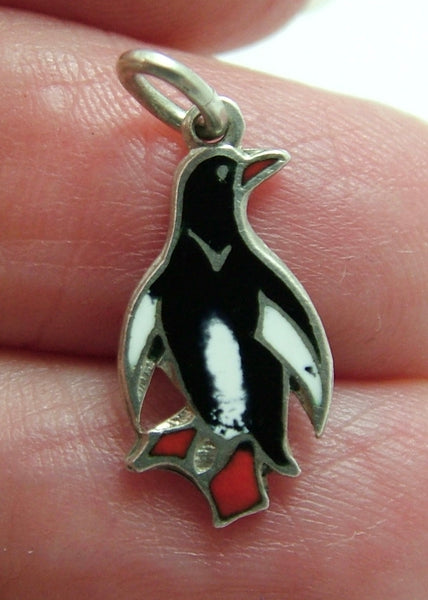 Vintage 1950's Silver & Enamel Penguin Charm Enamel Charm - Sandy's Vintage Charms