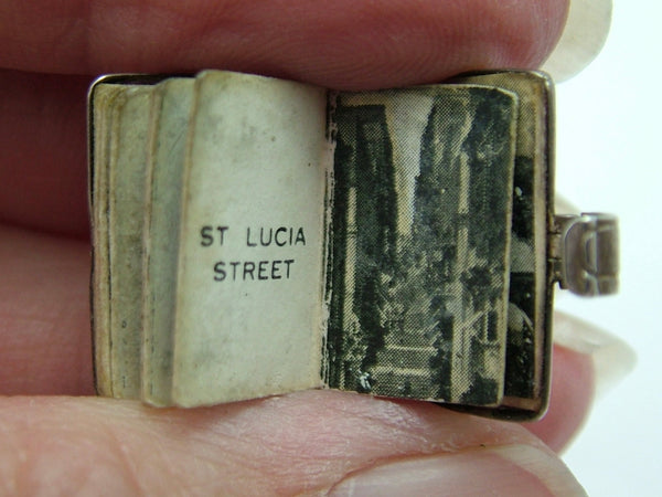 Vintage 1960's Silver Opening “Souvenir of Malta” Book Charm Paper Pages Inside Silver Charm - Sandy's Vintage Charms