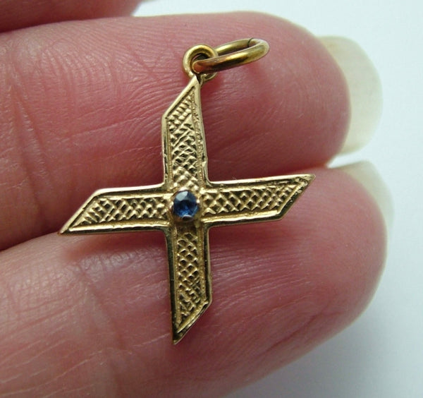 Vintage 1980’s Solid 9ct Gold Initial Letter "X" Charm with Sapphire Gold Charm - Sandy's Vintage Charms