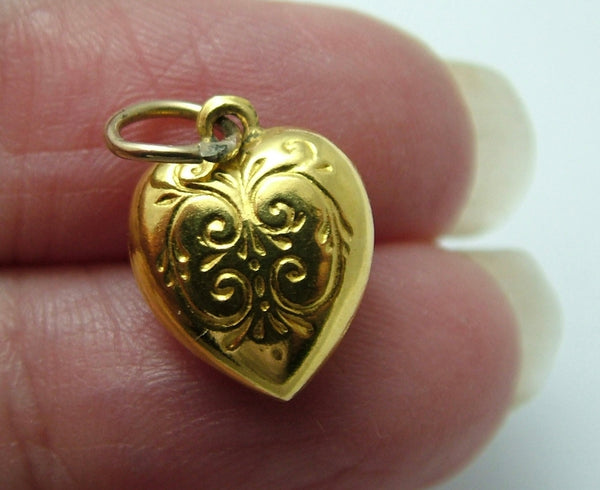 Small Vintage 1960's 9ct Gold Hollow Heart Charm HM 1965 Gold Charm - Sandy's Vintage Charms