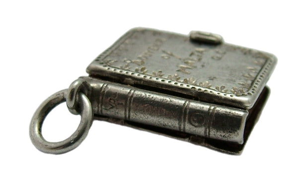 Vintage 1960's Silver Opening “Souvenir of Malta” Book Charm Paper Pages Inside Silver Charm - Sandy's Vintage Charms