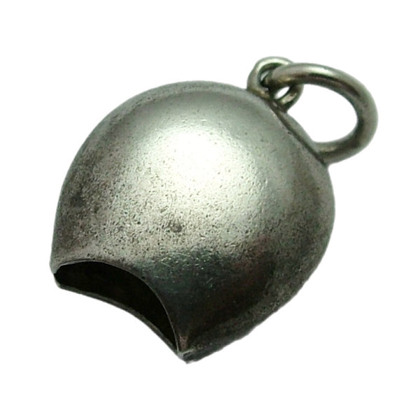 Vintage 1950's Silver & White Enamel Cow Bell Charm with Edelweiss Flower Enamel Charm - Sandy's Vintage Charms