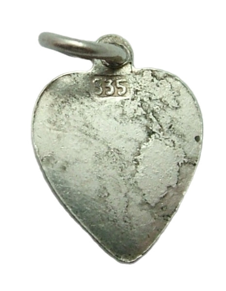 Small Vintage 1950's Silver & Enamel Heart Charm “Good Luck” Enamel Charm - Sandy's Vintage Charms
