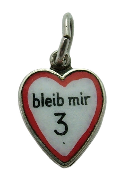 Small Vintage 1950's Silver & Enamel Heart Charm “Stay With Me” Enamel Charm - Sandy's Vintage Charms