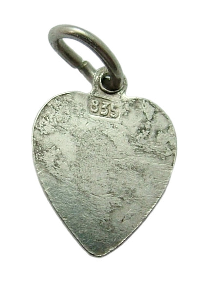 Small Vintage 1950's Silver & Enamel Heart Charm “Love Me” Enamel Charm - Sandy's Vintage Charms