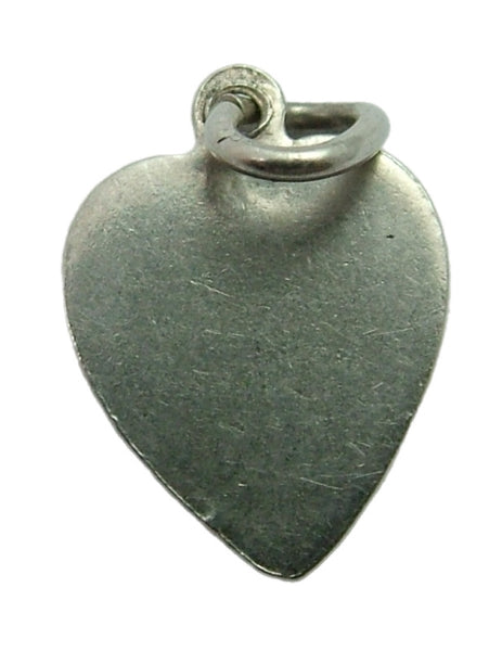 Small Vintage 1950's Silver & Enamel Heart Charm “Stay With Me” Enamel Charm - Sandy's Vintage Charms
