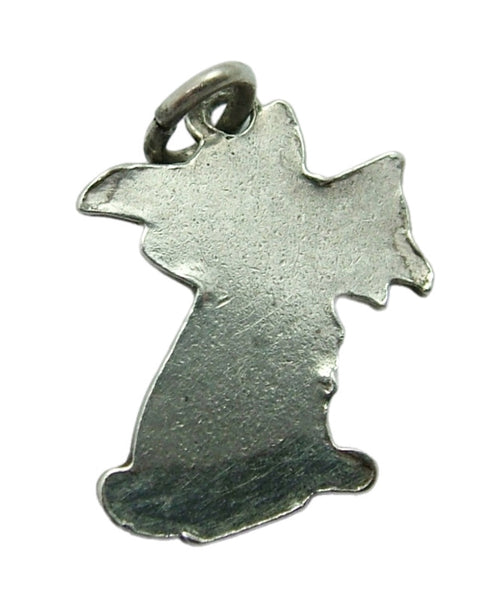 Small Vintage 1950's Silver & Enamel Dog with Scarf Charm Enamel Charm - Sandy's Vintage Charms
