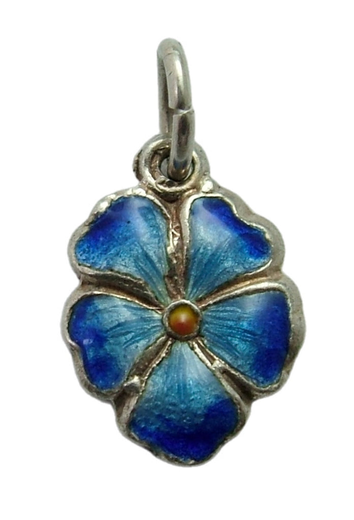 Small Vintage 1950's Silver & Blue Enamel Pansy Flower Charm Enamel Charm - Sandy's Vintage Charms
