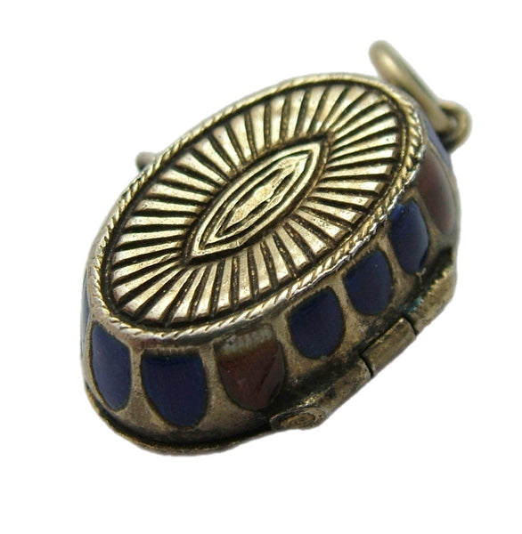 Vintage 1920's Silver & Enamel Opening Moses Basket Charm Removable Baby Inside 1920s-1950s Charm - Sandy's Vintage Charms