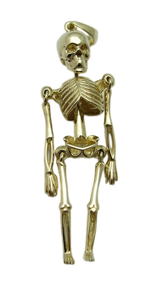 Large Modern 9ct Gold Fully Articulated Skeleton Charm Gold Charm - Sandy's Vintage Charms