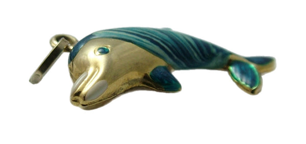 Vintage 1990's Italian 9ct Gold & Blue Enamel Bottlenose Dolphin Charm Gold Charm - Sandy's Vintage Charms
