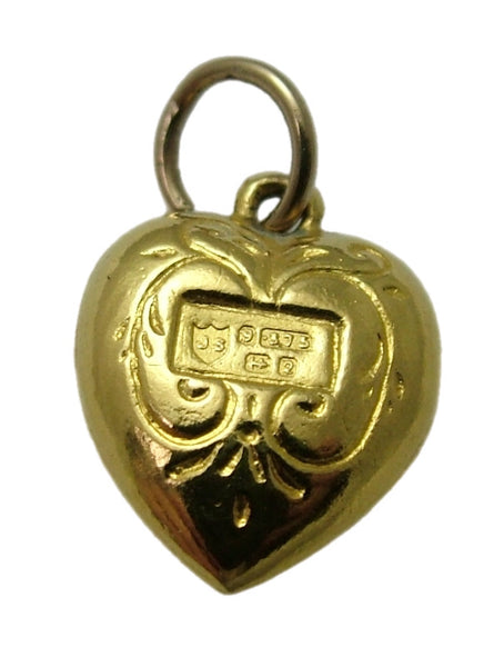 Small Vintage 1960's 9ct Gold Hollow Heart Charm HM 1965 Gold Charm - Sandy's Vintage Charms