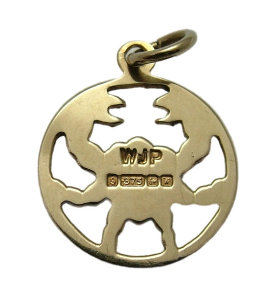 Vintage 1970's Solid 9ct Gold Cancer Zodiac Disc Charm HM 1971 Gold Charm - Sandy's Vintage Charms