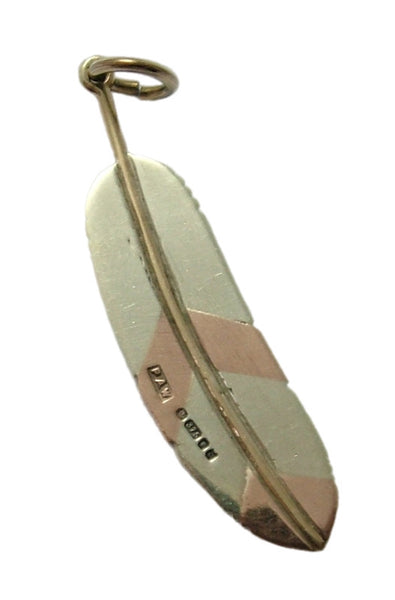 Large Vintage 1970's Solid 2 Colour 9ct Gold Feather Charm HM 1977 Gold Charm - Sandy's Vintage Charms