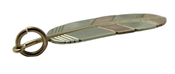 Large Vintage 1970's Solid 2 Colour 9ct Gold Feather Charm HM 1977 Gold Charm - Sandy's Vintage Charms