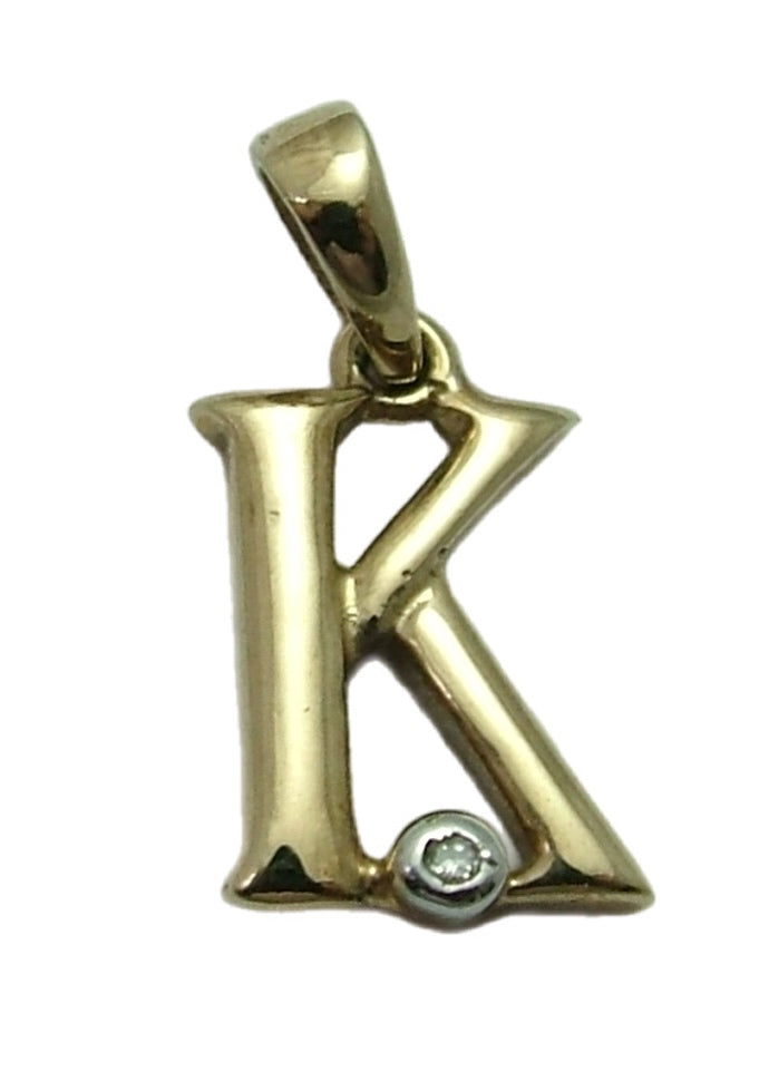 Modern Secondhand c2000’s Solid 9ct Gold Initial Letter "K" Charm with CZ Gold Charm - Sandy's Vintage Charms