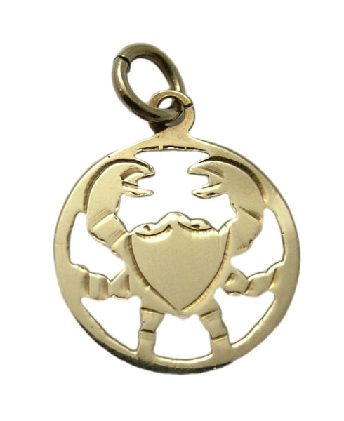 Vintage 1970's Solid 9ct Gold Cancer Zodiac Disc Charm HM 1971 Gold Charm - Sandy's Vintage Charms