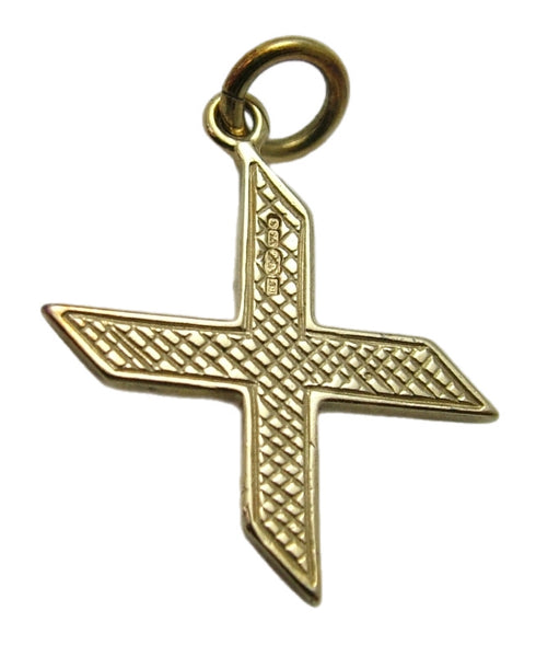 Vintage 1980’s Solid 9ct Gold Initial Letter "X" Charm with Sapphire Gold Charm - Sandy's Vintage Charms