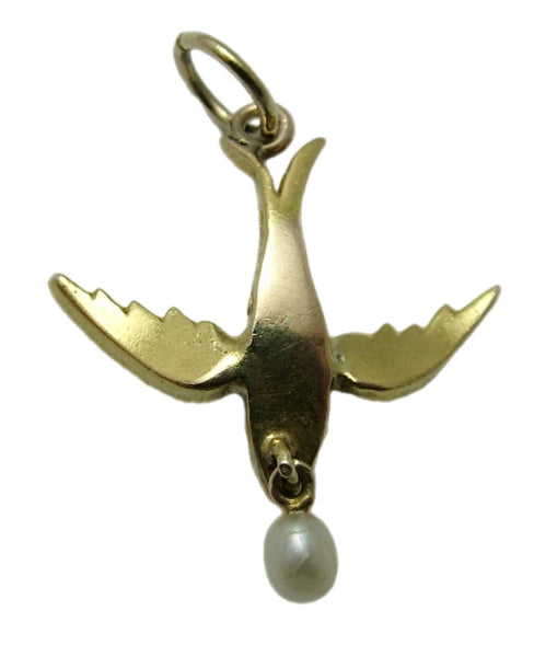 Antique Victorian c1890 15ct Gold & Pearl Bird Charm Antique Charm - Sandy's Vintage Charms