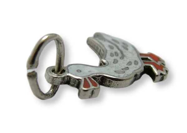 Small Vintage 1950's Silver & White Enamel Duck Charm Enamel Charm - Sandy's Vintage Charms