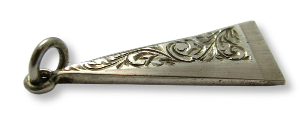 Large Vintage 1970's Solid Silver Hand Engraved Fan Charm HM 1978 Silver Charm - Sandy's Vintage Charms