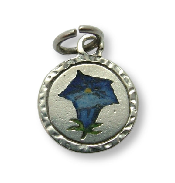 Small Antique c1915 Silver & Enamel Blue Gentian Alpine Flower Charm Antique Charm - Sandy's Vintage Charms