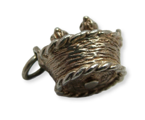 Vintage 1970's Solid Silver Puppies in a Basket Charm RESERVED Silver Charm - Sandy's Vintage Charms