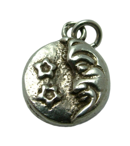 Vintage 1970's Solid Silver Man in The Moon Charm Silver Charm - Sandy's Vintage Charms