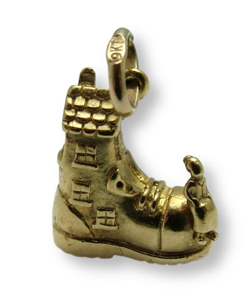 Vintage 1990's Solid 9ct Gold Boot House Charm with Dutch Lady Gold Charm - Sandy's Vintage Charms