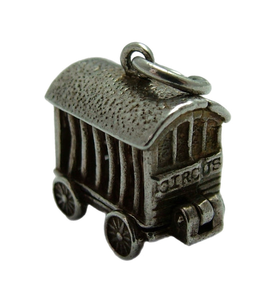 Vintage 1970's Silver Opening Circus Wagon Charm with Lion Inside Silver Charm - Sandy's Vintage Charms