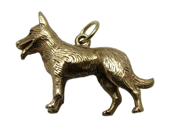 Heavy Vintage 1960's Solid 9ct Gold German Shepherd or Alsatian Dog Charm HM 1963 Gold Charm - Sandy's Vintage Charms
