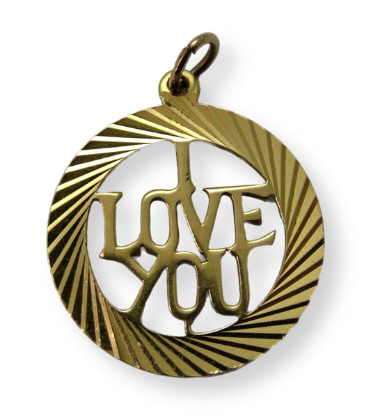 Large 1970's 9ct Gold Cut Out “I Love You” Charm Pendant HM 1970 Gold Charm - Sandy's Vintage Charms