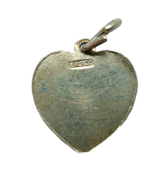 Small Vintage 1950's Silver & Red Enamel Heart Charm “Love Me” Silver Charm - Sandy's Vintage Charms