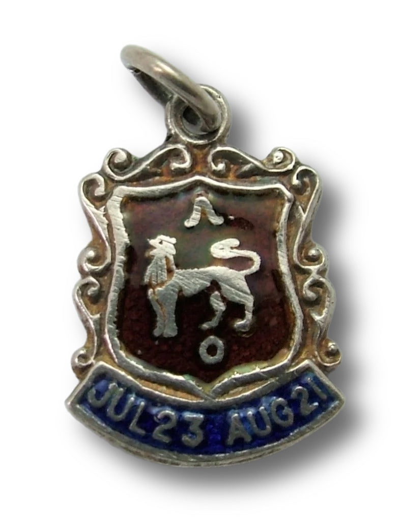 Vintage 1960's Silver & Enamel Shield Charm for the ZODIAC Sign of LEO (Design A) Shield Charm - Sandy's Vintage Charms