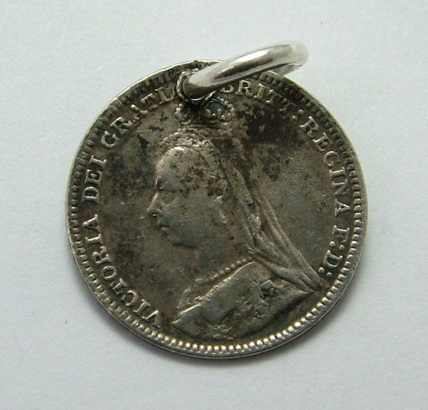Antique Victorian Silver Pictorial Love Token Coin Charm Engraved with a CRADLE & AM Love Token - Sandy's Vintage Charms