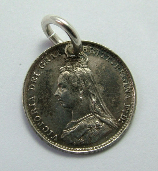 Antique Victorian Silver Pictorial Love Token Coin Charm Engraved with a CREST Love Token - Sandy's Vintage Charms