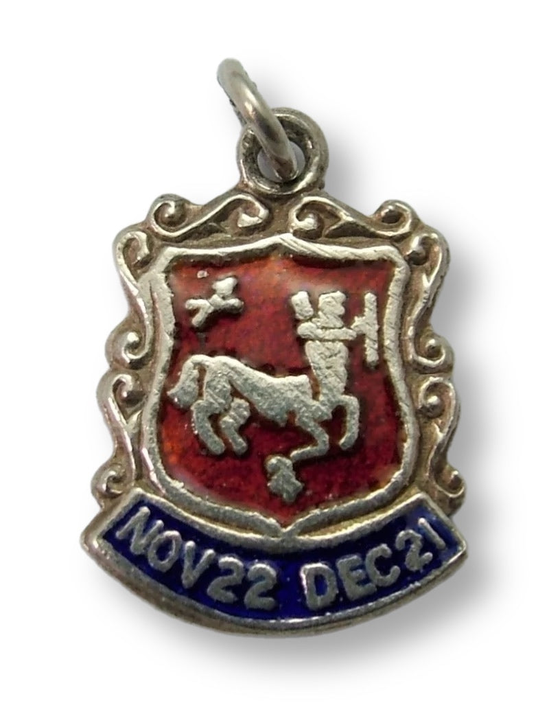 Vintage 1960's Silver & Enamel Shield Charm for the ZODIAC Sign of SAGITTARIUS (Design A) Enamel Charm - Sandy's Vintage Charms