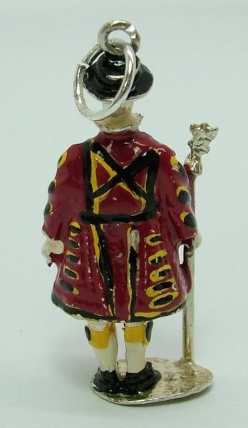 Large Vintage 1970's Silver & Enamel Painted Beefeater Charm Silver Charm - Sandy's Vintage Charms