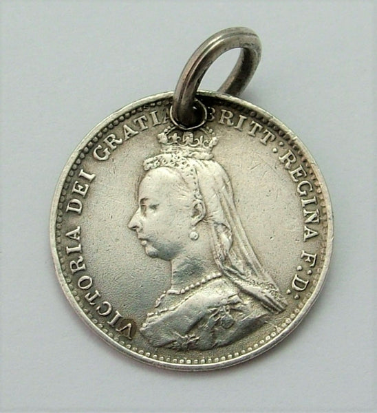 Antique Victorian Silver Engraved Love Token Coin Charm GHK Love Token - Sandy's Vintage Charms