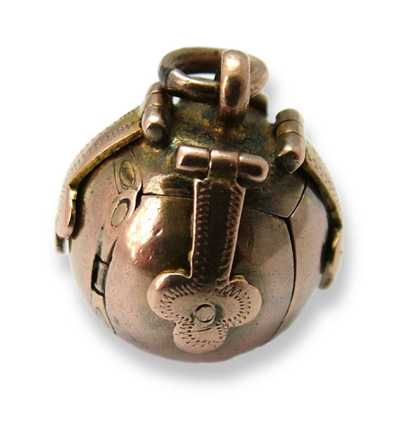 Antique Edwardian c1910 9ct Rose Gold & Silver Opening Masonic Ball Charm Antique Charm - Sandy's Vintage Charms