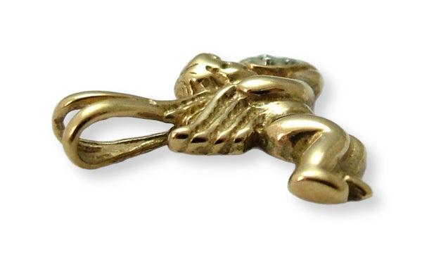 Small Vintage 1990’s 9ct Gold & Diamond Heart Angel or Cherub Charm Gold Charm - Sandy's Vintage Charms