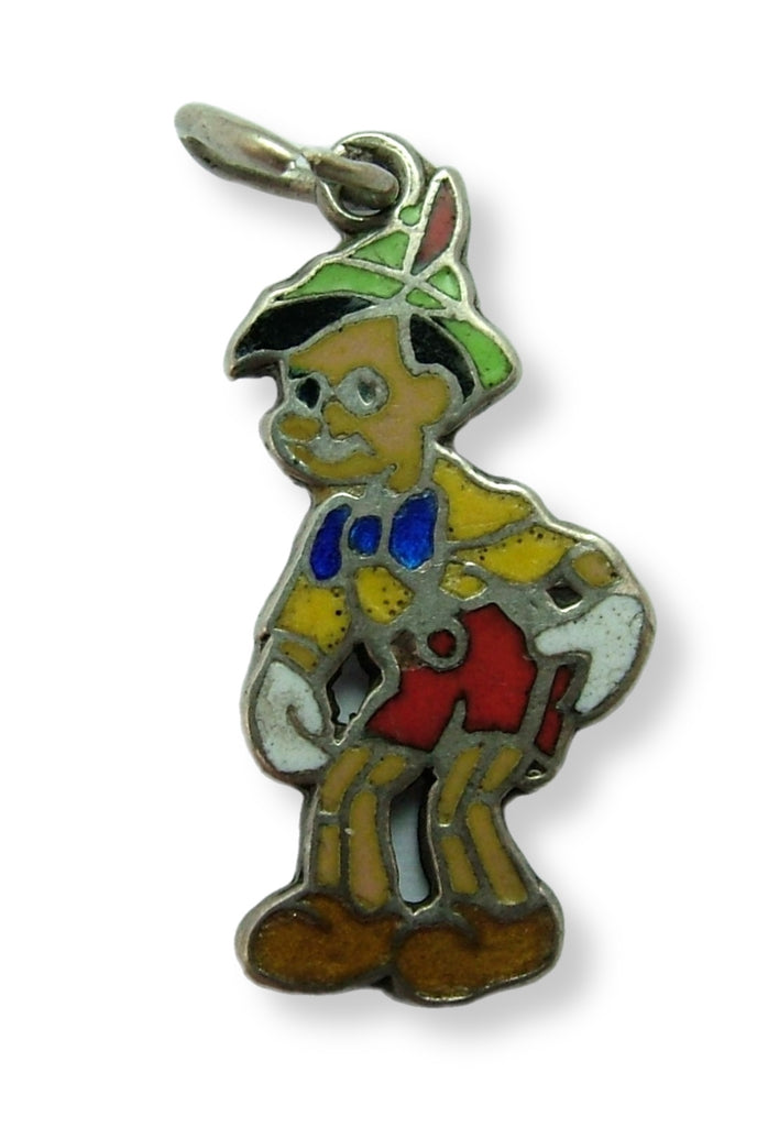 Vintage 1950's Silver & Enamel Pinocchio Charm Enamel Charm - Sandy's Vintage Charms