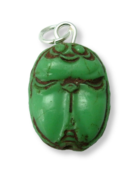 Vintage 1920's/30’s Green Czech Glass Scarab Beetle Charm 1920s-1950s Charm - Sandy's Vintage Charms