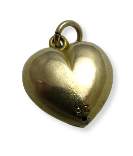 Antique Victorian 9ct Gold & Diamond Puffy Heart Charm Antique Charm - Sandy's Vintage Charms