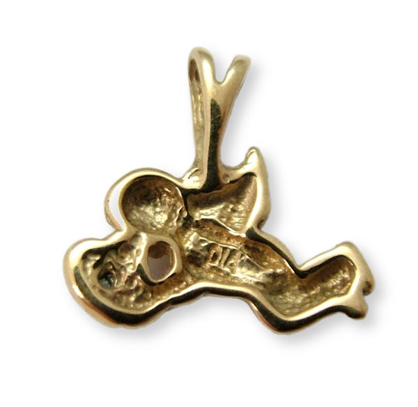 Small Vintage 1990’s 9ct Gold & Diamond Heart Angel or Cherub Charm Gold Charm - Sandy's Vintage Charms