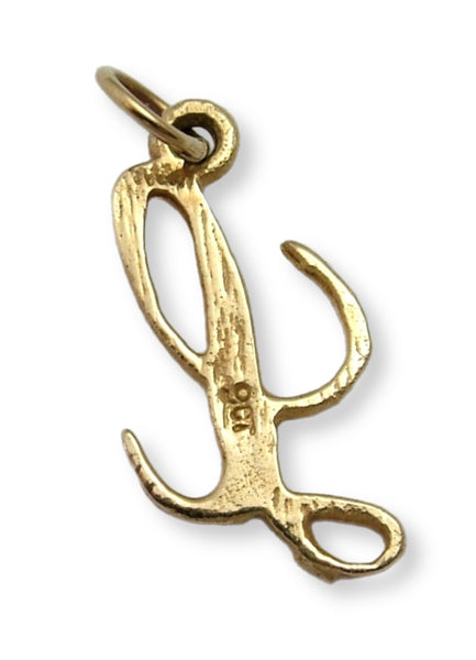 Vintage 1970’s Solid 9ct Gold Script Letter "L" Charm Gold Charm - Sandy's Vintage Charms