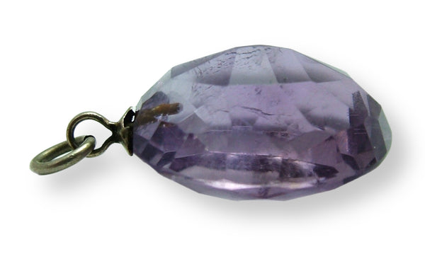 Antique Early Victorian Silver Gilt & Carved Faceted Amethyst Charm Antique Charm - Sandy's Vintage Charms