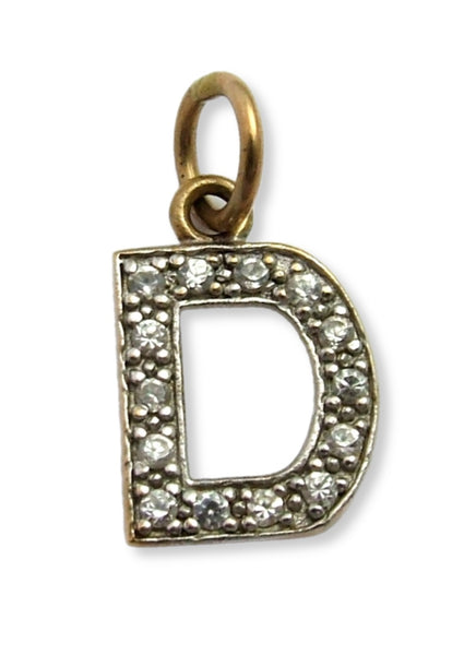 Small Vintage 1990's Solid 9ct Gold & CZ Initial Letter "D" Charm Gold Charm - Sandy's Vintage Charms
